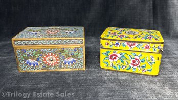 Antique Chinese Enamel And Cloisonne Humidor Boxes