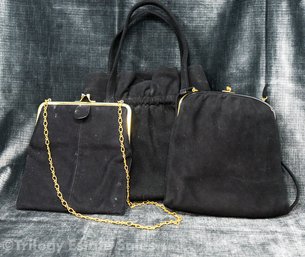 Koret Black 'Suede' Evening Bag With Two Other Suede Bags