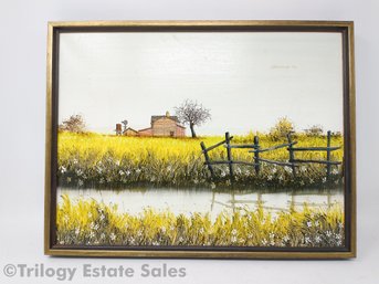 1973 Pastoral Landscape Painting On Canvas, Signed Girard