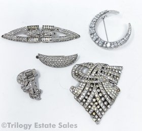 Rhinestone Brooch, Barrette, Dress Clips