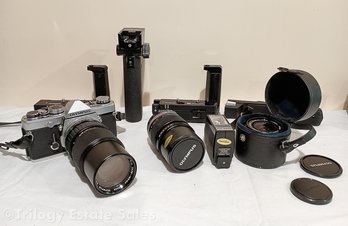 Olympus OM-1 Camera Winder & Lenses