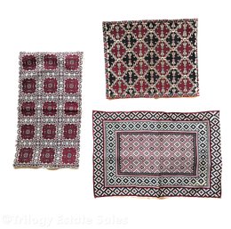 Three Black And Red Traditional Palestinian Embroidery Pillow Covers