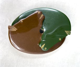 Interlocking Two-Color Bakelite Horse Head Buckle