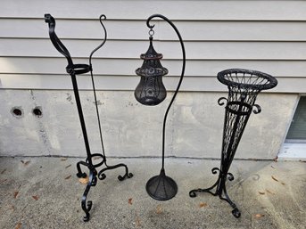 Outdoor Black Metal Plant Stands & Candle Holder