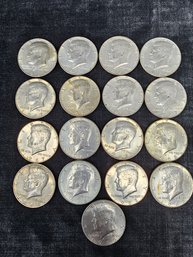 17 Silver Kennedy Half Dollars 1966-1969