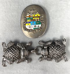 Frog Or Toad Set And Family Crest Belt Buckles