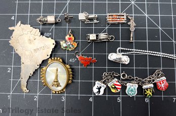 City Landmarks, Trains, Vehicles Charms, Brazil Brooch