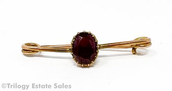 Antique 14kt Gold Pin With Red Stone As IS