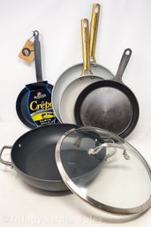 Lot Of Green Skillets Cast Iron & Calphalon