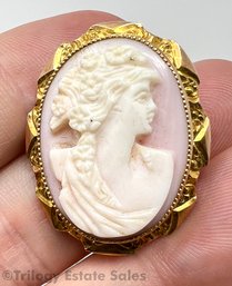 Gold Fill Cameo Brooch Pendant