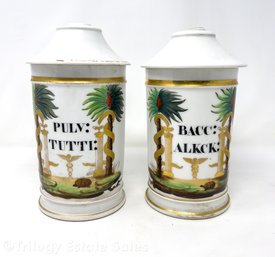 Two Gosse A Paris Porcelain Apothecary Jars Lamp Bodies