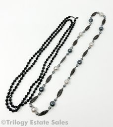 Miriam Haskell Opera Length Black Beads And Unmarked Black Beads