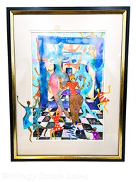 Watercolor And Mixed Media Framed Painting Of Women (Anagnos)