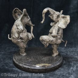 Jim Agius 'Dancing Elephants' 1/24 Bronze With Marble Base