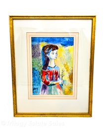 Watercolor Painting Of A Girl H. Kushner