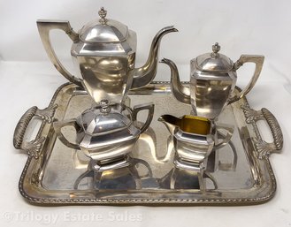 Russian Silver Tea Set With Tray - All Pieces Hallmarked - 3286 Grams /105 Troy Ounces