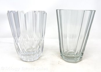 Two Very Heavy Unmarked Crystal Vases