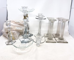 Fostoria & Assorted Matching Glass Candlestick Sets