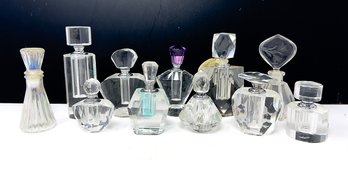 11 Small Clear Crystal Perfume Bottles Oleg Cassini Schmid