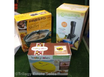 Presto 11' Covered Skillet Yonanas Desert Machine Baby Cakes Donut Maker