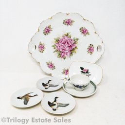 Portmerion Botanic Garden Teacup & Saucer, Wedgwood Trinket Dish And Bavarian Porcelain