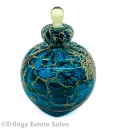 Maltese Blue Perfume Bottle In The Style Of Mdina, Plust Two Perfume Bottles And Two Extra Stoppers