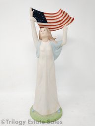 Laszlo Ispanky Porcelain Woman With Flag #112