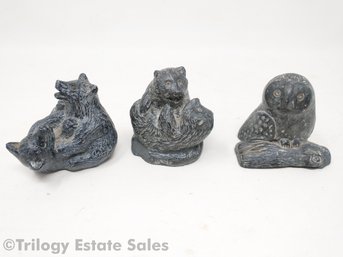 Three Inuit Resin Replica Sculptures