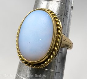 14k 5.7g Yellow Gold Frosted Matte Opal Ring Size 6.5