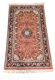 Vintage 1980s Pakistan-Made Tabriz-Style 100 Wool Hand Knotted Rug 64' X 36.5'