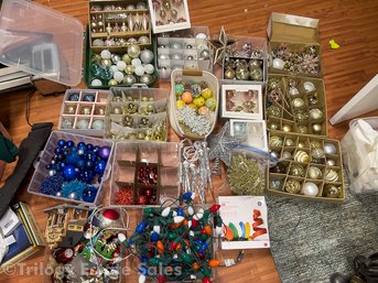 HUGE Lot Of Glass And High-End Christmas Ornaments And Lights