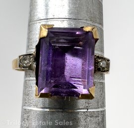 14k Yellow Gold And Amethyst Ring Size 6.5  1.5g