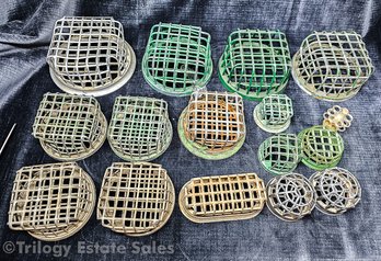 16 Vintage Metal Cage Flower Frogs