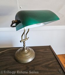 Brass Base With Classic Green Glass Shade