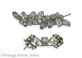 Two Vintage Rhinestone Hairclips