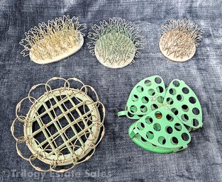 Lot Of Vintage Metal Hairpin-Style Flower Frogs