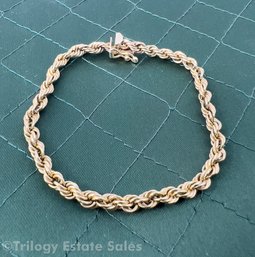 14k Yellow Gold Rope Twist Bracelet 5.3g