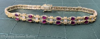 18k Yellow Gold Ruby And Diamond Bracelet 12.6g