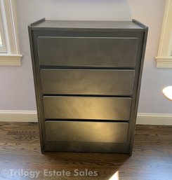 Silver Gunmetal Painted Four Drawer Dresser