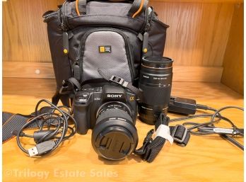 Sony DSLR A 350 Digital Camera W/ Case Logic Bag & Accesories