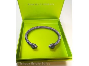 David Yurman Lavender Aluminum 5mm Cable Cuff Bracelet In Box