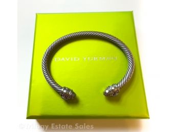 David Yurman Grey Aluminum 5mm Rope Cuff Bracelet In Box