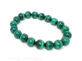 Malachite Bead Bracelet On Stretchy Cord