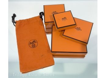 Five Hermes Small Jewelry Boxes & Sunglass Bag