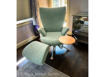 Italian Swivel Recliner With Integrated Footrest And Tray