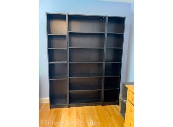 Three IKEA Dark Wood Finish Bookcase Towers