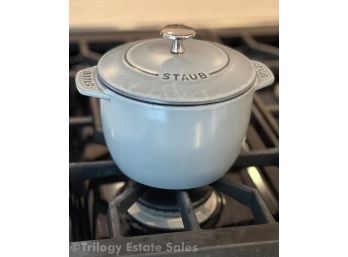 Staub Light Grey Enameled Cast Iron #16 Covered Pot Cocotte