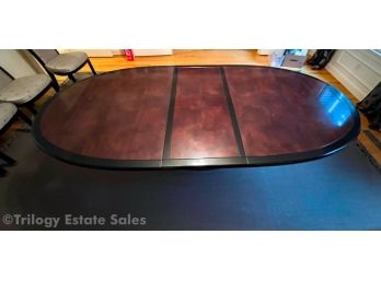 Henredon Scene Three Burl Wood & Black Lacquer Oval Dining Table With One Leaf