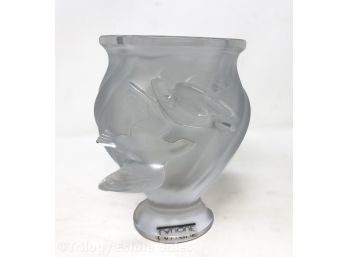 Lalique Love Birds Small Frosted Vase Signed