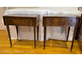 PAIR Stiechl Furniture Side Table With Drop Leaves One Drawer